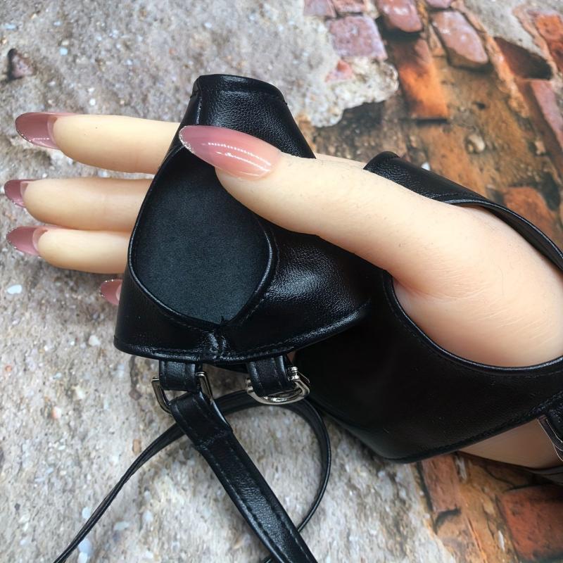 Punk Strap Gloves PU Leather Sexy Fingerless Gloves