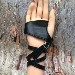 Punk Strap Gloves PU Leather Sexy Fingerless Gloves