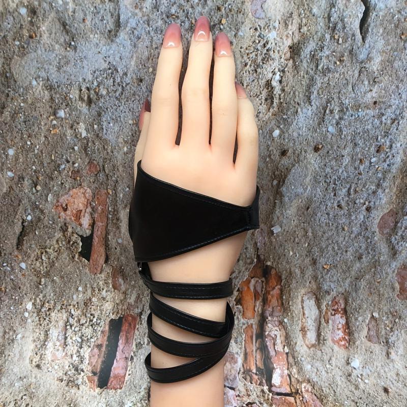 Punk Strap Gloves PU Leather Sexy Fingerless Gloves