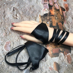Punk Strap Gloves PU Leather Sexy Fingerless Gloves