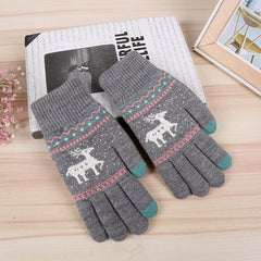 Deer Knitted Gloves Female Multicolor Warm Gloves