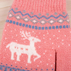 Deer Knitted Gloves Female Multicolor Warm Gloves