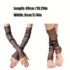 Sparkly Ruffle Sleeve UV Protection Gloves for Women