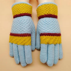 Vintage Warm Wool Gloves Winter Women Print Knitted 1pair