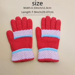 Vintage Warm Wool Gloves Winter Women Print Knitted 1pair