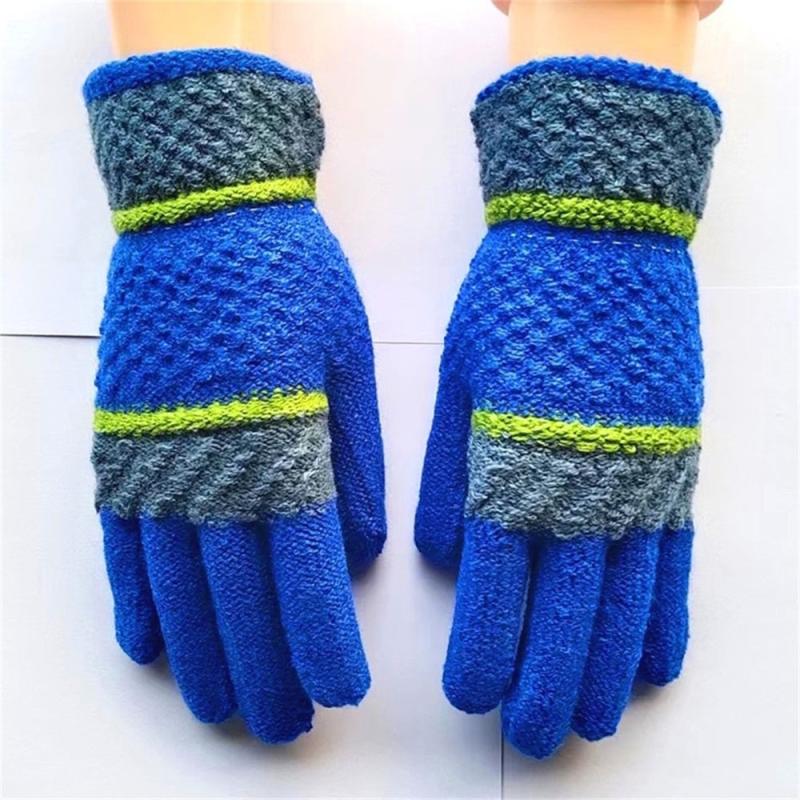 Vintage Warm Wool Gloves Winter Women Print Knitted 1pair