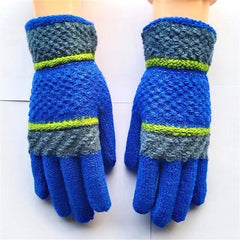Vintage Warm Wool Gloves Winter Women Print Knitted 1pair