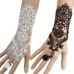 Women Goth Rose Beads Flower Bracelet