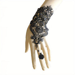 Women Goth Rose Beads Flower Bracelet