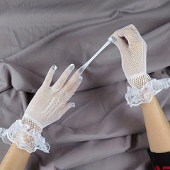 Bow Lace Gloves Translucent Decorative Dress Gloves For Women