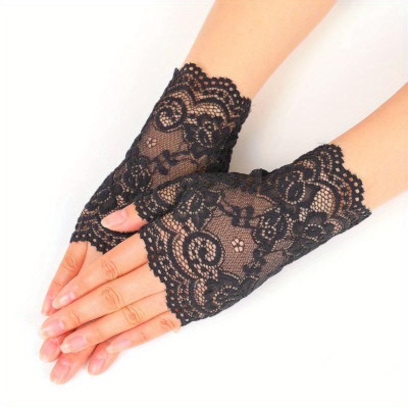 Women's Lace Driving Gloves Breathable & Half Finger Gloves