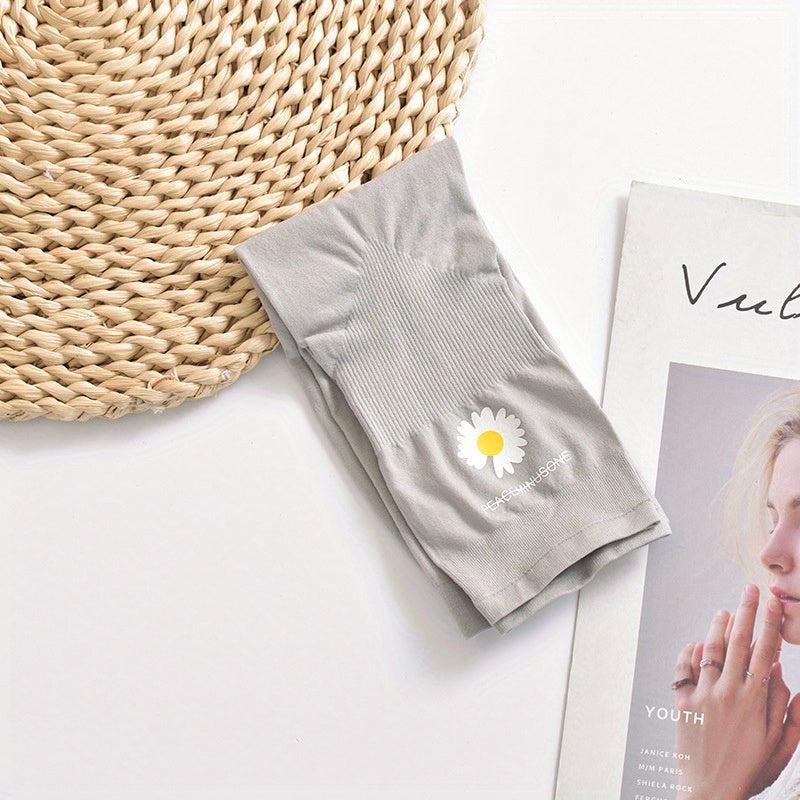 Daisy Print Fingerless Arm Sleeves Sunscreen Gloves