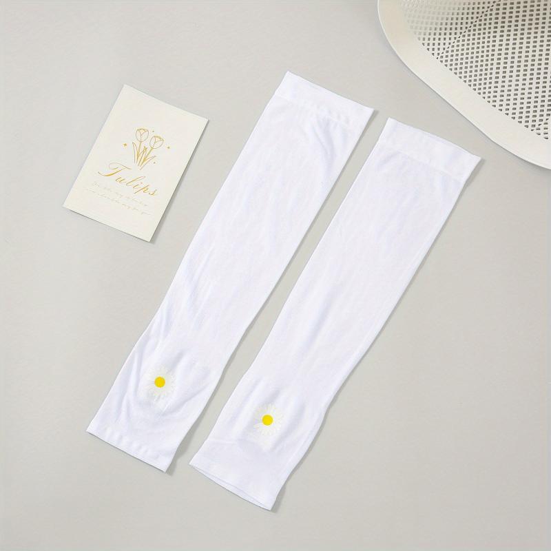 Daisy Print Fingerless Arm Sleeves Sunscreen Gloves