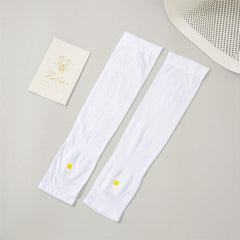 Daisy Print Fingerless Arm Sleeves Sunscreen Gloves