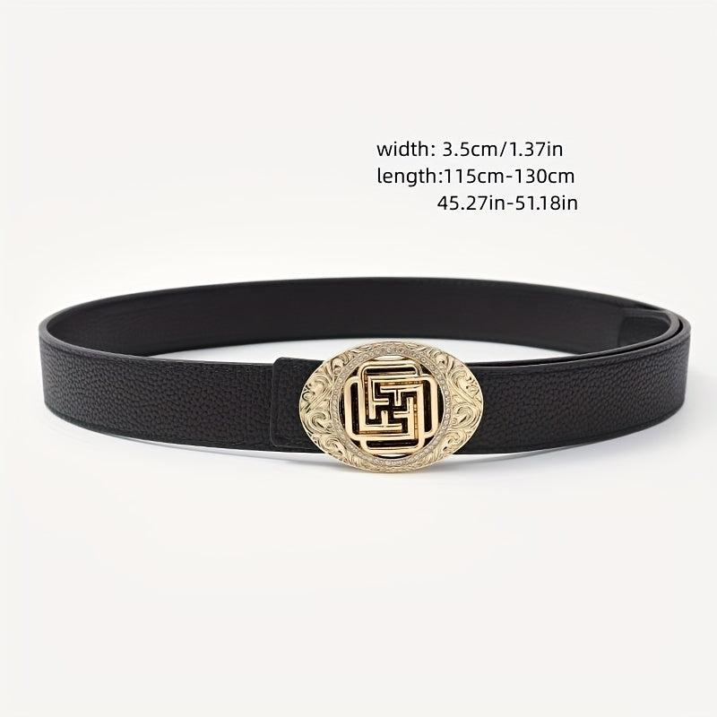 Men's Leather Belt Smooth Buckle Business Belt