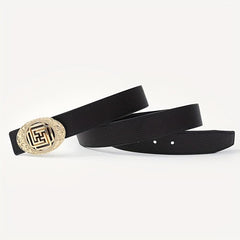 Men's Leather Belt Smooth Buckle Business Belt