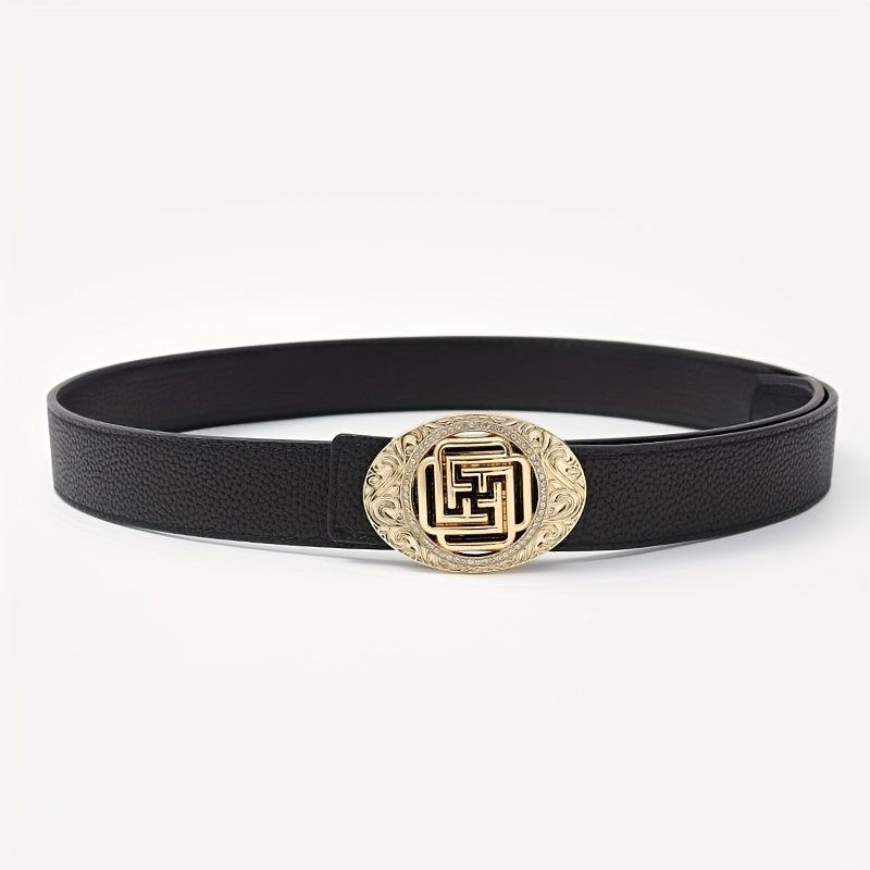Men's Leather Belt Smooth Buckle Business Belt