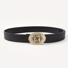 Men's Leather Belt Smooth Buckle Business Belt
