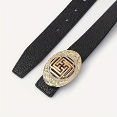 Men's Leather Belt Smooth Buckle Business Belt