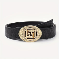 Men's Leather Belt Smooth Buckle Business Belt
