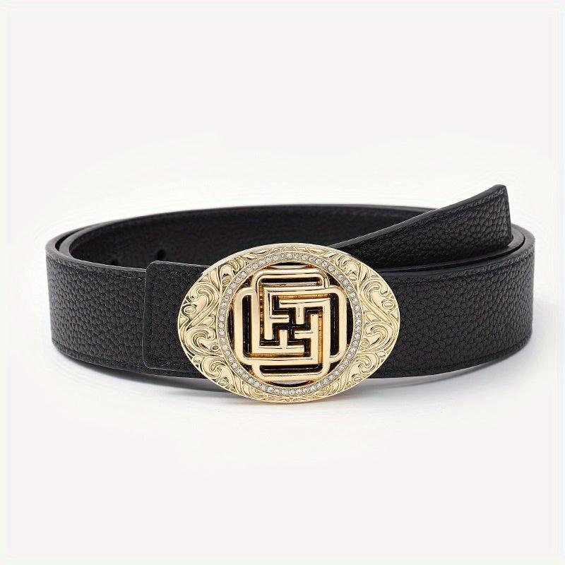 Men's Leather Belt Smooth Buckle Business Belt