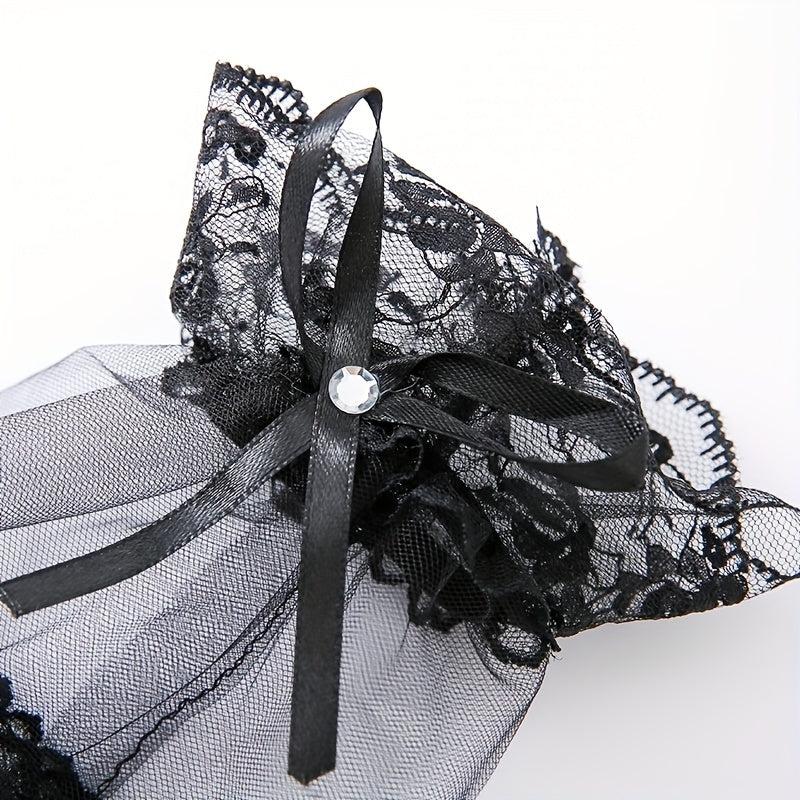 Bowknot Lace Gloves Solid Vintage Lolita Fingerless Gloves Thin Breathable Mesh