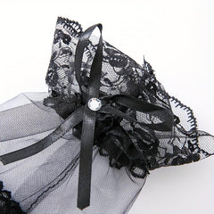 Bowknot Lace Gloves Solid Vintage Lolita Fingerless Gloves Thin Breathable Mesh