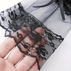 Bowknot Lace Gloves Solid Vintage Lolita Fingerless Gloves Thin Breathable Mesh