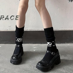 Gothic Skull Cuff Lolita Long Knit Sleeve Sock Cover