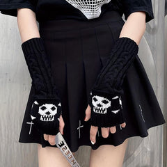 Gothic Skull Cuff Lolita Long Knit Sleeve Sock Cover