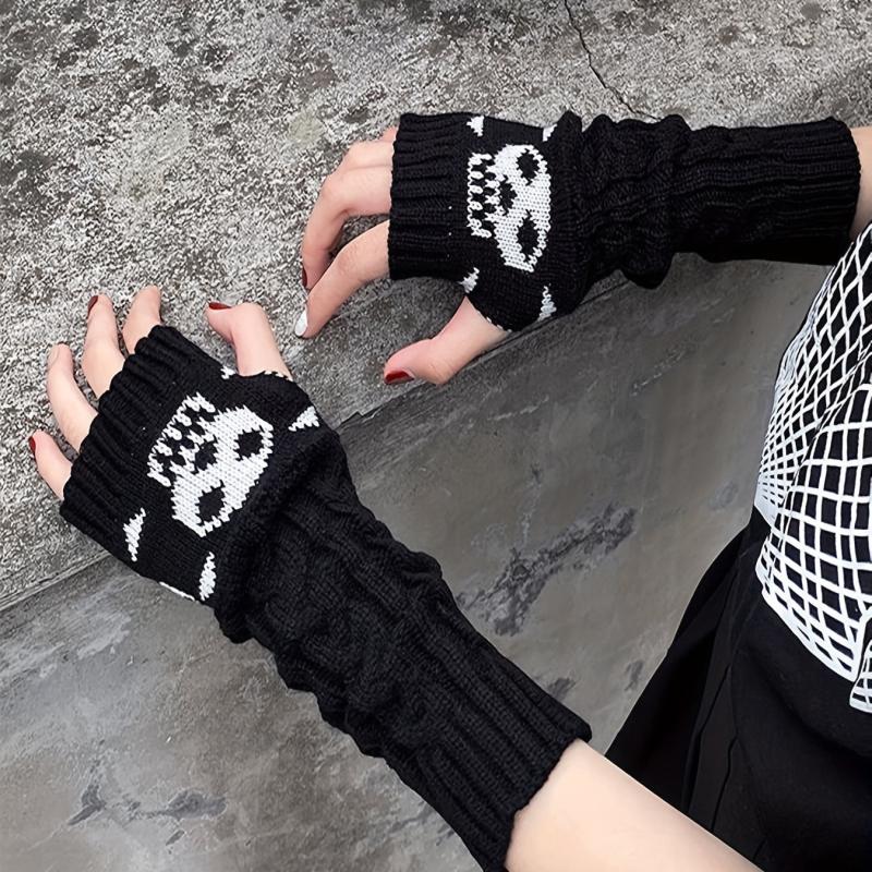 Gothic Skull Cuff Lolita Long Knit Sleeve Sock Cover