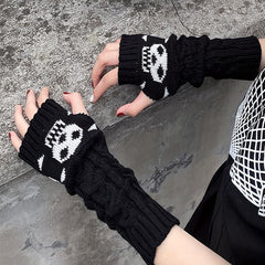 Gothic Skull Cuff Lolita Long Knit Sleeve Sock Cover