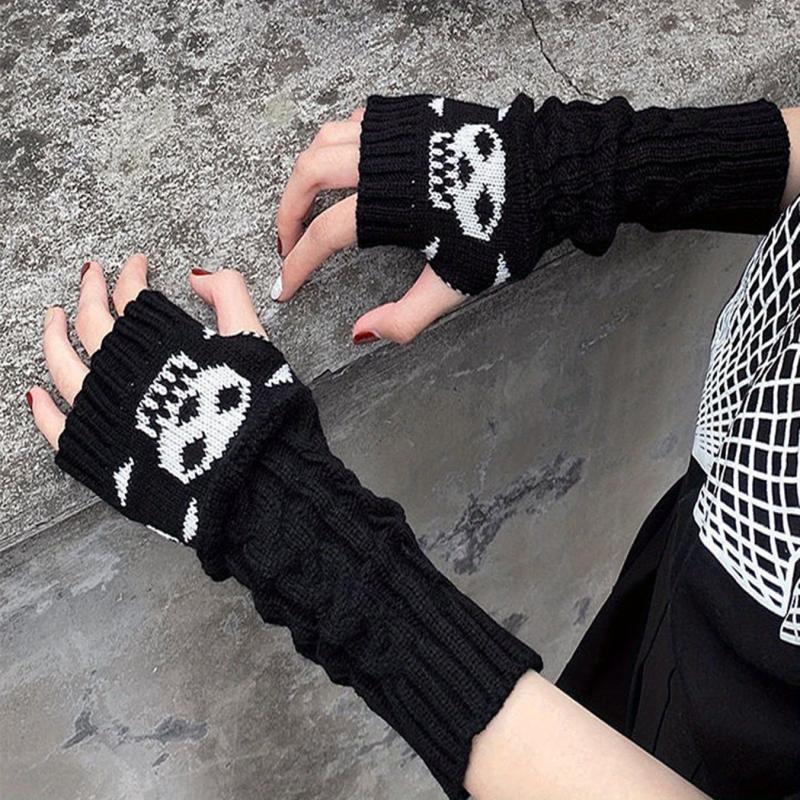 Gothic Skull Cuff Lolita Long Knit Sleeve Sock Cover