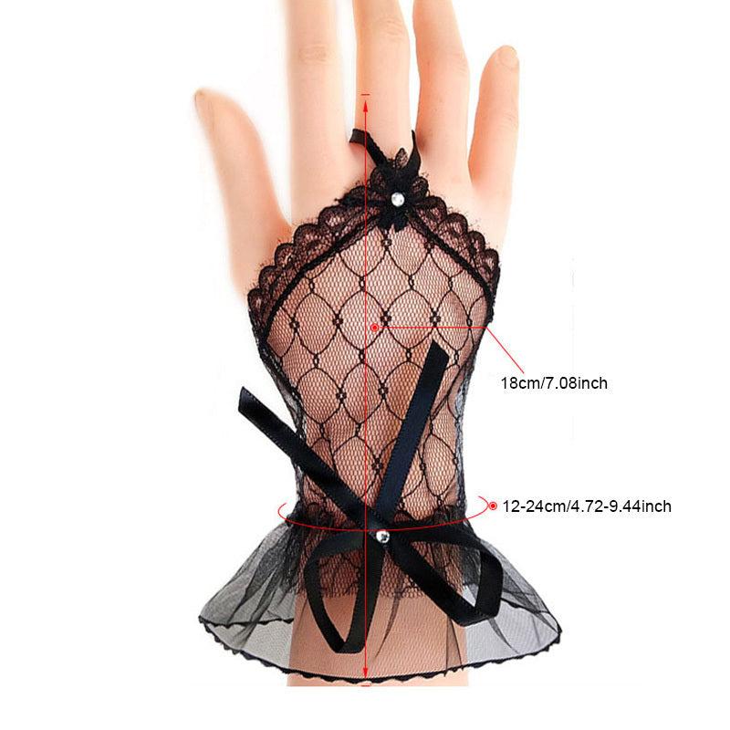 Bowknot Short Lace Fingerless Bridal Gloves Wedding Party Prom Dress Accessories