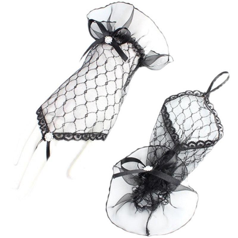 Bowknot Short Lace Fingerless Bridal Gloves Wedding Party Prom Dress Accessories