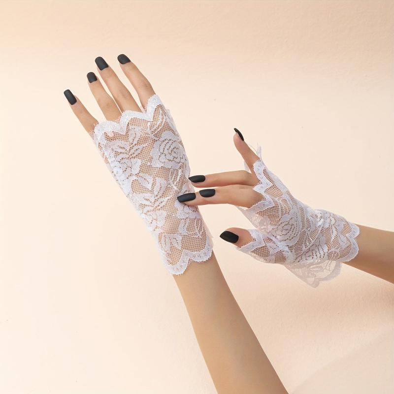 Women's Rose Lace Short Fingerless Gloves