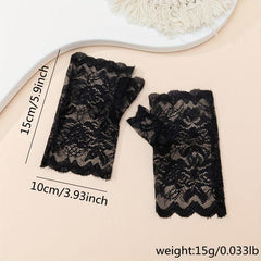 Women's Rose Lace Short Fingerless Gloves