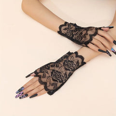 Women's Rose Lace Short Fingerless Gloves
