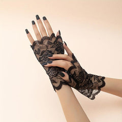 Women's Rose Lace Short Fingerless Gloves
