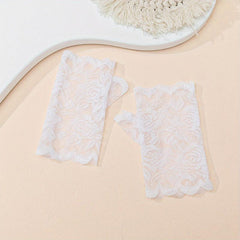 Women's Rose Lace Short Fingerless Gloves