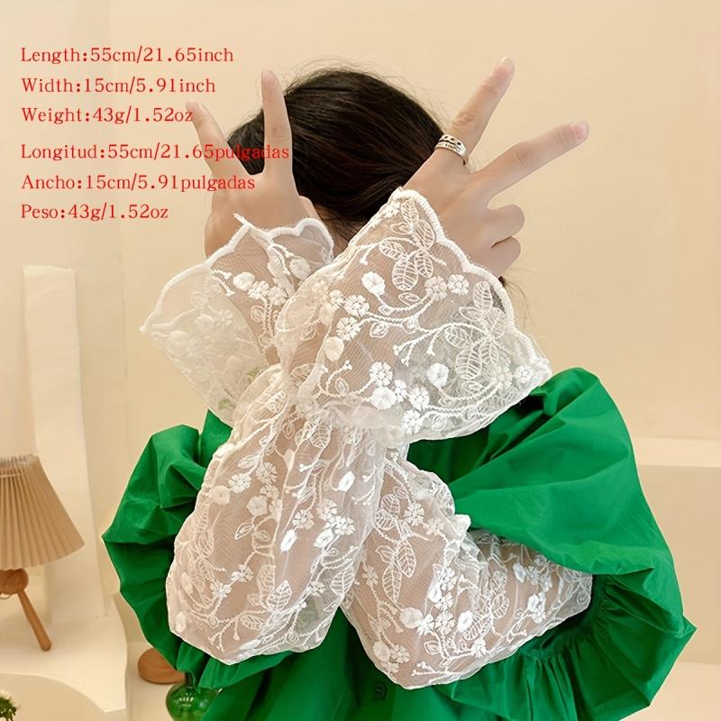 Flower Lace Embroidery Sunproof Loose Sleeves for Summer