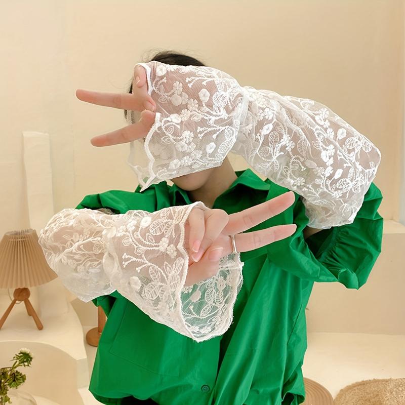 Flower Lace Embroidery Sunproof Loose Sleeves for Summer