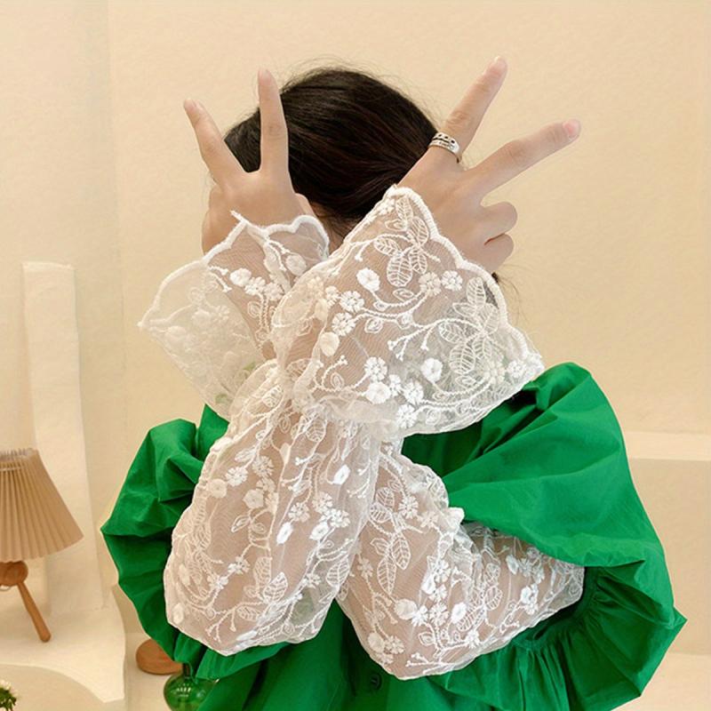 Flower Lace Embroidery Sunproof Loose Sleeves for Summer