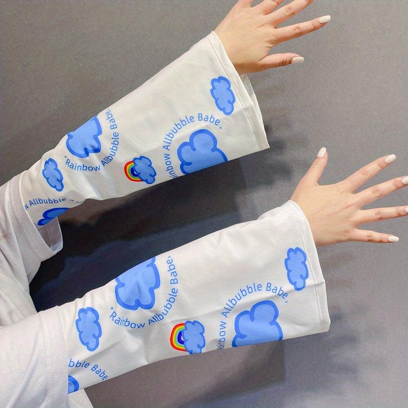 Sunproof Ice Sleeves Tie Dye Print Gloves Women
