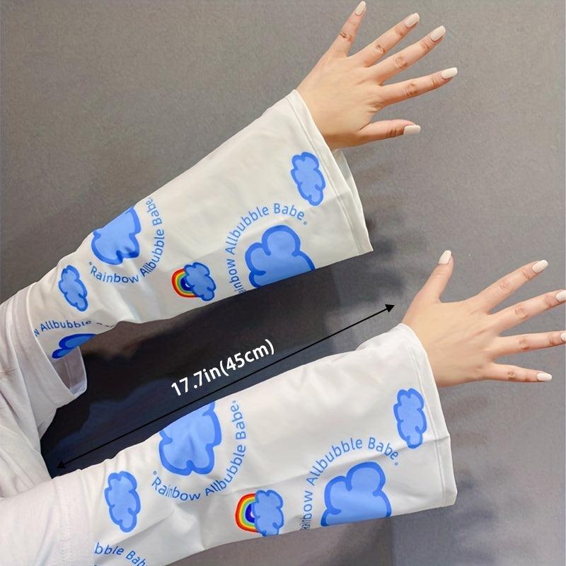 Sunproof Ice Sleeves Tie Dye Print Gloves Women