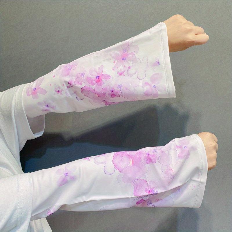 Sunproof Ice Sleeves Tie Dye Print Gloves Women