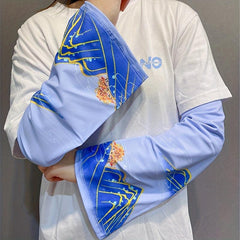 Sunproof Ice Sleeves Tie Dye Print Gloves Women