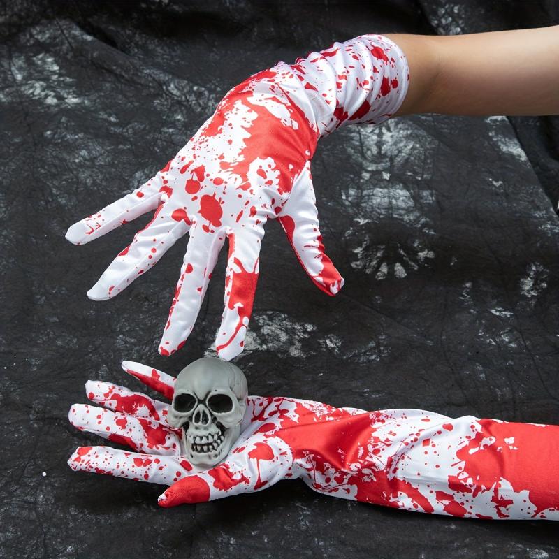 Scary Blood Decorated Satin Gloves