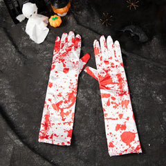 Scary Blood Decorated Satin Gloves
