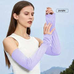 Bright Purple Ice Sleeves UV Protection Gloves for Women